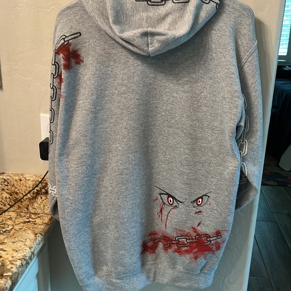 Hoodie with black and red scary designs - Picture 2 of 2